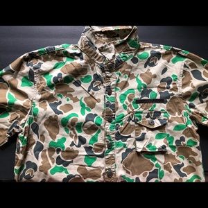 Camo Button Down Shirt Ape Style XXL Brown Green